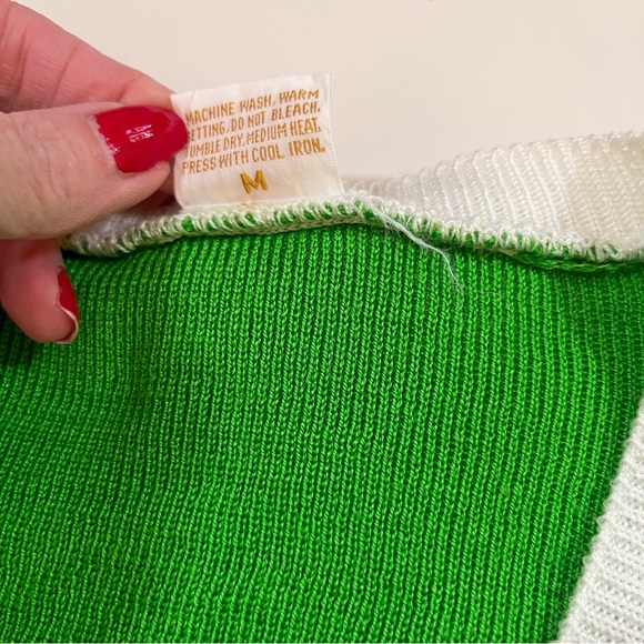 Vintage 60 70 Jantzen Kelly Green Dagger collar Sweater set pencil Skirt set - Picture 13 of 16